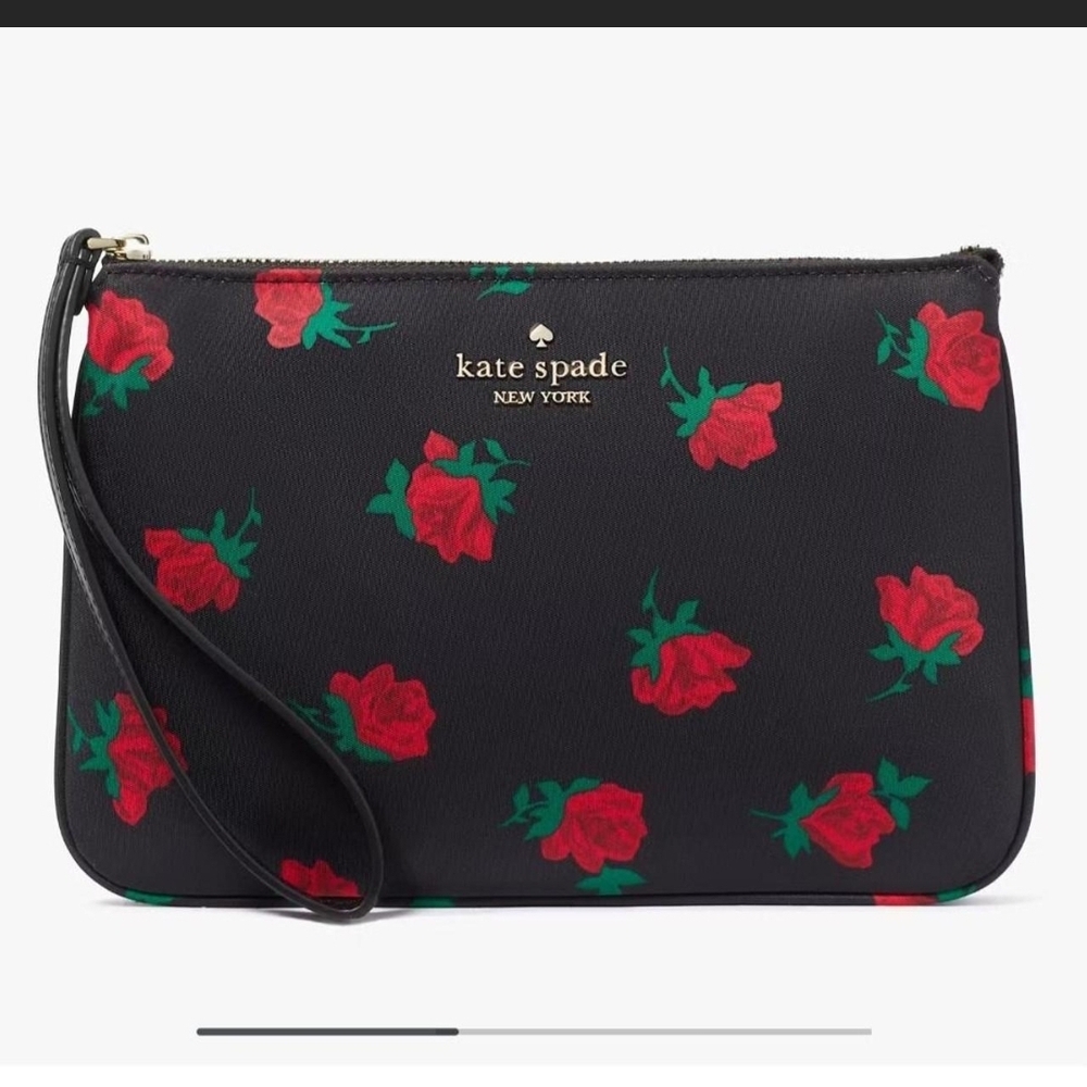 Kate Spade Black and Red Strawberry Wristlet